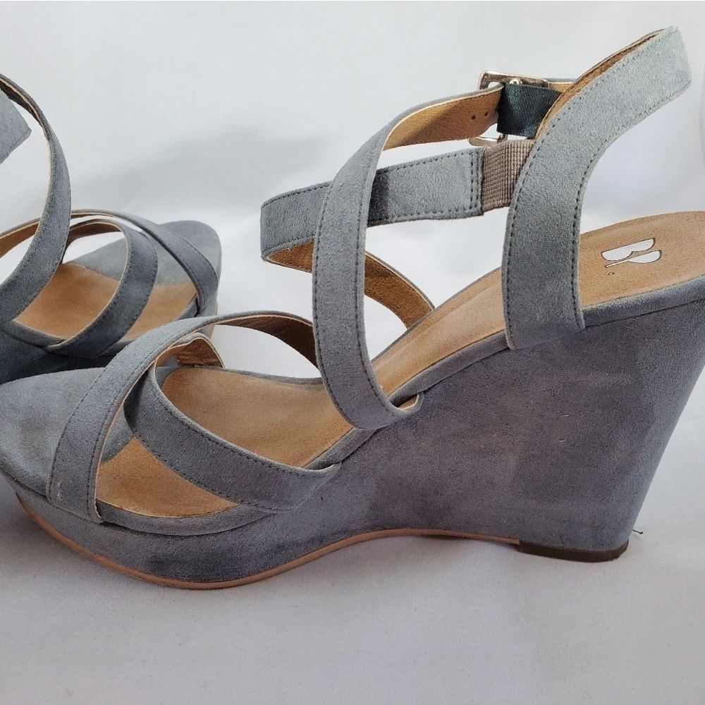 ❤️BRASS PLUM Faux Suede Blue Wedges Size 8M - Picture 2 of 8